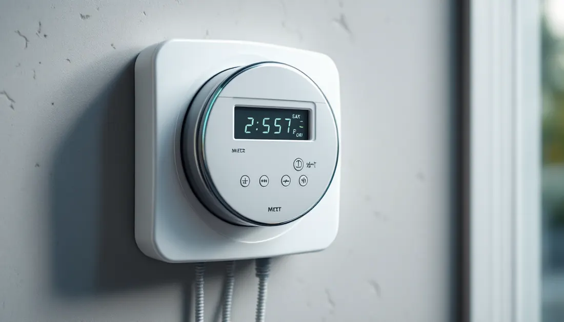 Digitale slimme meter in de meterkast, illustratie bij de salderingsregeling