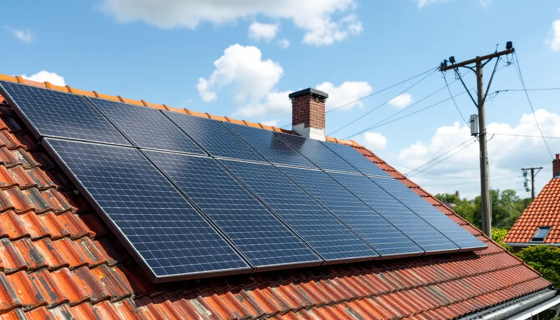 Zonnepanelen die stroom terugleveren aan het net in een Nederlandse wijk